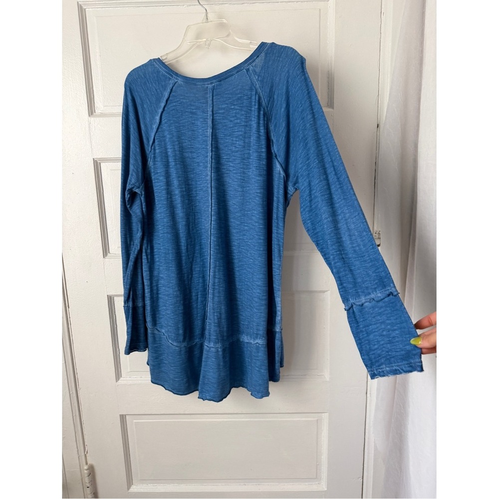Style & Co. Blue Raglan Long Sleeve High Low Tunic Top Flowy Relaxed Cotton XL - Picture 8 of 14
